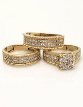 Load image into Gallery viewer, 14k YELLOW GOLD 2.12ct ROUND DIAMOND ENGAGEMENT BRIDAL TRIO SET