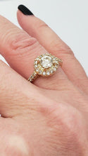 Load image into Gallery viewer, 1 CT. T.W. Round Diamond Frame Halo Engagement Ring in 18K Yellow Gold