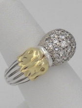Load image into Gallery viewer, Caviar 18k Two Tone Yellow Gold 925 Sterling Silver 3/4ct Diamond Dome Ball Ring