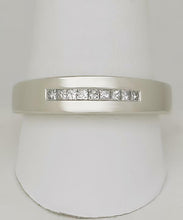 Load image into Gallery viewer, 14k WHITE GOLD HIGH POLISH CHANNEL SET 1/4ct SQUARE DIAMOND WEDDING BAND