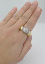 Load image into Gallery viewer, Caviar 18k Two Tone Yellow Gold 925 Sterling Silver 3/4ct Diamond Dome Ball Ring
