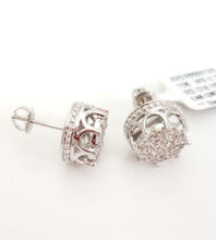 Load image into Gallery viewer, MENS .75ct DIAMOND ROUND CROWN COMPOSITE EARRINGS in 10K WHITE GOLD
