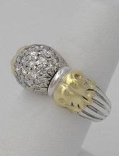 Load image into Gallery viewer, Caviar 18k Two Tone Yellow Gold 925 Sterling Silver 3/4ct Diamond Dome Ball Ring
