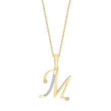 Load image into Gallery viewer, 10k YELLOW GOLD LETTER M INITIAL PENDANT NECKLACE 18"