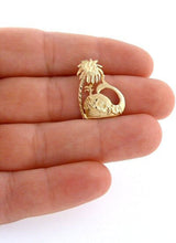 Load image into Gallery viewer, 14k Gold Diamond Cut Palm Tree Whale Aloha Pendant