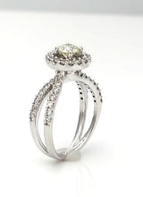Load image into Gallery viewer, 18k White Gold Pave Double Band 1 1/4ct Round Diamond Halo Engagement Ring
