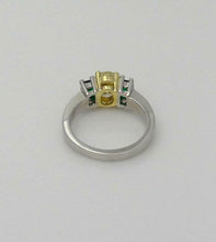 Load image into Gallery viewer, GIA PLATINUM 18k YELLOW GOLD 1.28ct YELLOW OVAL DIAMOND EMERALD ENGAGEMENT RING