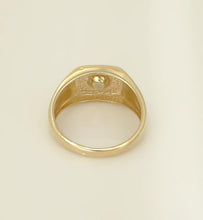 Load image into Gallery viewer, MENS 10k YELLOW GOLD HIGH POLISH 1/10ct ROUND DIAMOND SOLITAIRE BAND RING