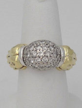 Load image into Gallery viewer, Caviar 18k Two Tone Yellow Gold 925 Sterling Silver 3/4ct Diamond Dome Ball Ring