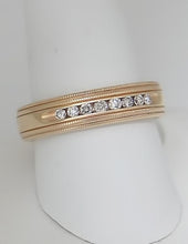 Load image into Gallery viewer, Mens 14k Yellow Gold 1/3ct Round Diamond Comfort Milgrain Wedding Band 6mm