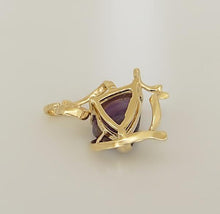 Load image into Gallery viewer, 14k YELLOW GOLD HIGH POLISH CUSTOM MADE TUMBLED NATURAL AMETHYST PENDANT 1.28"