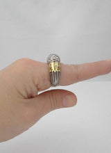 Load image into Gallery viewer, Caviar 18k Two Tone Yellow Gold 925 Sterling Silver 3/4ct Diamond Dome Ball Ring