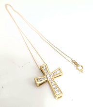 Load image into Gallery viewer, .75ct T.W. DIAMOND BOX CROSS NECKLACE in 10K YELLOW GOLD