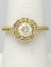 Load image into Gallery viewer, 1 CT. T.W. Round Diamond Frame Halo Engagement Ring in 18K Yellow Gold