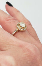 Load image into Gallery viewer, 1 CT. T.W. Round Diamond Frame Halo Engagement Ring in 18K Yellow Gold