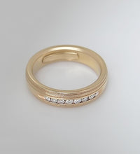 Load image into Gallery viewer, Mens 14k Yellow Gold 1/3ct Round Diamond Comfort Milgrain Wedding Band 6mm