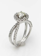 Load image into Gallery viewer, 18k White Gold Pave Double Band 1 1/4ct Round Diamond Halo Engagement Ring