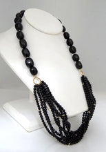 Load image into Gallery viewer, LADIES ZOE B. 14K YELLOW GOLD BLACK ONYX BEADED STRAND TOGGLE NECKLACE 24"