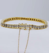 Load image into Gallery viewer, 5 CT. T.W. PRINCESS CUT DIAMOND TENNIS BRACELET in 14K YELLOW GOLD