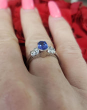 Load image into Gallery viewer, 18k White Gold Oval 7 x 5mm Tanzanite & Diamond Ring