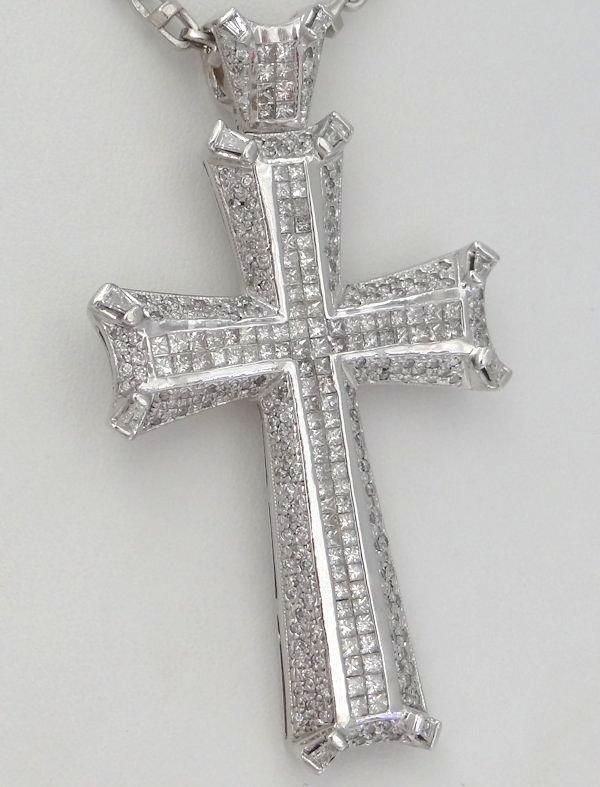 Mens 14k White Gold 8.00ct Diamond Cross Crucifix Gallery Pendant 3.24
