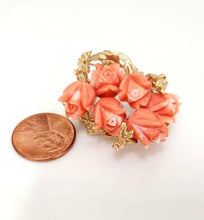 Load image into Gallery viewer, 14K YELLOW GOLD CORAL FLOWER with BRANCHES BROOCH