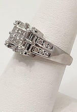 Load image into Gallery viewer, 3/4ct PRINCESS HALO DIAMOND ENGAGEMENT or PROMISE RING in 14K WHITE GOLD