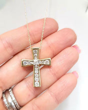 Load image into Gallery viewer, .75ct T.W. DIAMOND BOX CROSS NECKLACE in 10K YELLOW GOLD