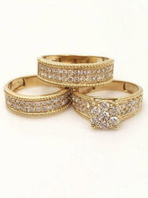 Load image into Gallery viewer, 14k YELLOW GOLD 2.12ct ROUND DIAMOND ENGAGEMENT BRIDAL TRIO SET