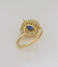 Load image into Gallery viewer, 14k YELLOW GOLD 1.00ct OVAL BLUE SAPPHIRE 1.00ct BAGUETTE DIAMOND BALLERINA RING