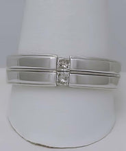 Load image into Gallery viewer, MENS 14k WHITE GOLD 1/2ct SQUARE DIAMOND TWO STONE WEDDING BAND