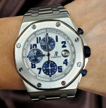 Load image into Gallery viewer, 43mm Audemars Piguet Royal Oak Offshore Chrono Panda White Navy Watch
