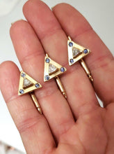 Load image into Gallery viewer, 14k YELLOW GOLD 1.00ct TRILLION DIAMOND & SAPPHIRE TUXEDO BUTTONS