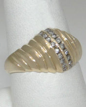 Load image into Gallery viewer, LADIES 10K YELLOW GOLD 1/5ct CHANNEL SET DIAMOND DOME SHELL BAND RING
