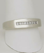 Load image into Gallery viewer, 14k WHITE GOLD HIGH POLISH CHANNEL SET 1/4ct SQUARE DIAMOND WEDDING BAND