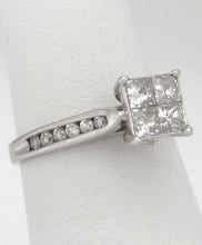 Load image into Gallery viewer, LADIES 14K WHITE GOLD 1.00ct DIAMOND INVISIBLE SET PRINCESS ENGAGEMENT RING 7