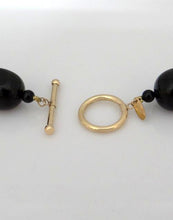 Load image into Gallery viewer, LADIES ZOE B. 14K YELLOW GOLD BLACK ONYX BEADED STRAND TOGGLE NECKLACE 24"