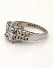 Load image into Gallery viewer, 3/4ct PRINCESS HALO DIAMOND ENGAGEMENT or PROMISE RING in 14K WHITE GOLD