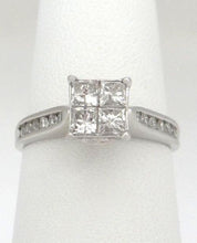 Load image into Gallery viewer, LADIES 14K WHITE GOLD 1.00ct DIAMOND INVISIBLE SET PRINCESS ENGAGEMENT RING 7