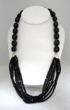 Load image into Gallery viewer, LADIES ZOE B. 14K YELLOW GOLD BLACK ONYX BEADED STRAND TOGGLE NECKLACE 24"