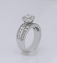 Load image into Gallery viewer, LADIES 14k WHITE GOLD 1 1/4ct ROUND DIAMOND HALO WIDE BAND ENGAGEMENT RING