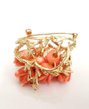 Load image into Gallery viewer, 14K YELLOW GOLD CORAL FLOWER with BRANCHES BROOCH

