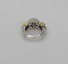 Load image into Gallery viewer, Caviar 18k Two Tone Yellow Gold 925 Sterling Silver 3/4ct Diamond Dome Ball Ring