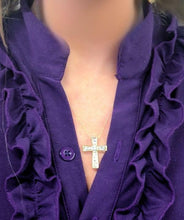 Load image into Gallery viewer, .75ct T.W. DIAMOND BOX CROSS NECKLACE in 10K YELLOW GOLD