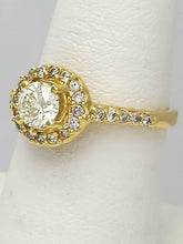 Load image into Gallery viewer, 1 CT. T.W. Round Diamond Frame Halo Engagement Ring in 18K Yellow Gold