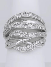 Load image into Gallery viewer, SIMON G. 18k WHITE GOLD 1.18ct VS ROUND DIAMOND CLUSTER WIDE WAVE COCKTAIL RING