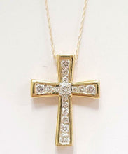 Load image into Gallery viewer, .75ct T.W. DIAMOND BOX CROSS NECKLACE in 10K YELLOW GOLD