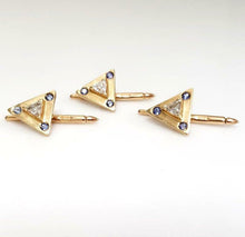 Load image into Gallery viewer, 14k YELLOW GOLD 1.00ct TRILLION DIAMOND & SAPPHIRE TUXEDO BUTTONS