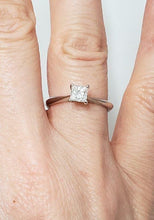 Load image into Gallery viewer, .46ctw PRINCESS CUT DIAMOND SOLITAIRE ENGAGEMENT RING in 14K WHITE GOLD
