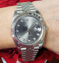 Load image into Gallery viewer, Rolex Datejust 41mm Stainless Steel 18k Gold Fluted Gray Diamond Dial 126334
